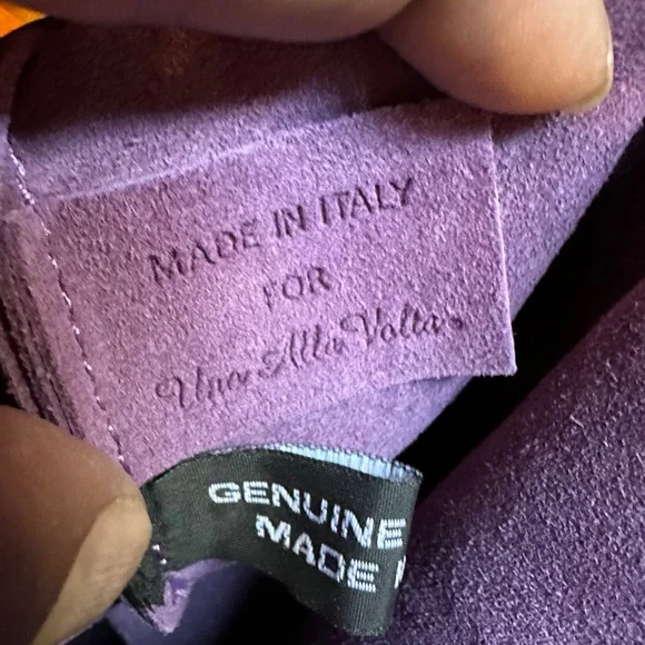 Uno Alla Volta Florentine Suede Leather Purple/orange tassel Bucket Bag - Picture 9 of 13